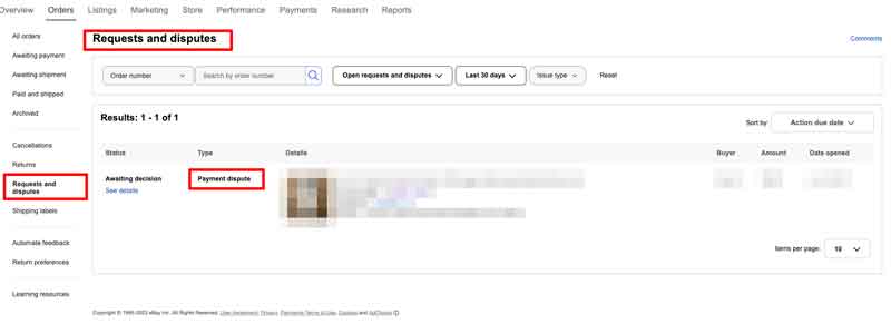 セラーハブからもPayment Disputeの進捗状況を確認できます。