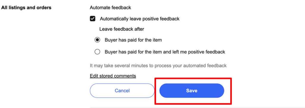 eBayの自動フィードバックを保存する方法