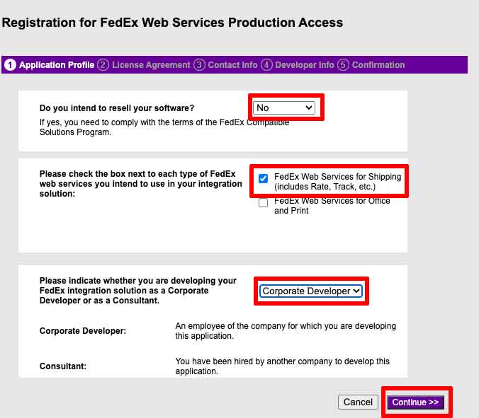 HIROGETEのFedex設定をする画像