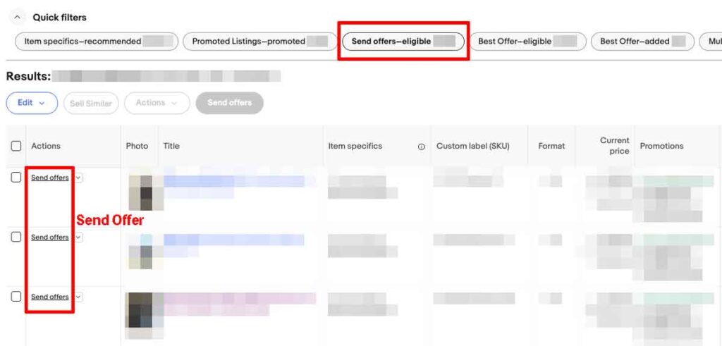 eBayでSend Offerを1つずつ送る方法