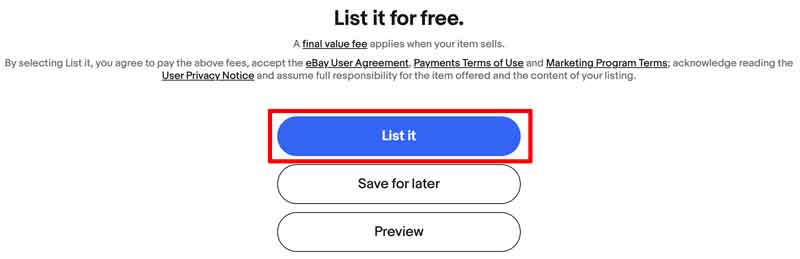 eBayで出品を完了させる方法