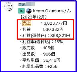 eBay無在庫輸出受講生の栗原さんの4ヶ月目成果画像