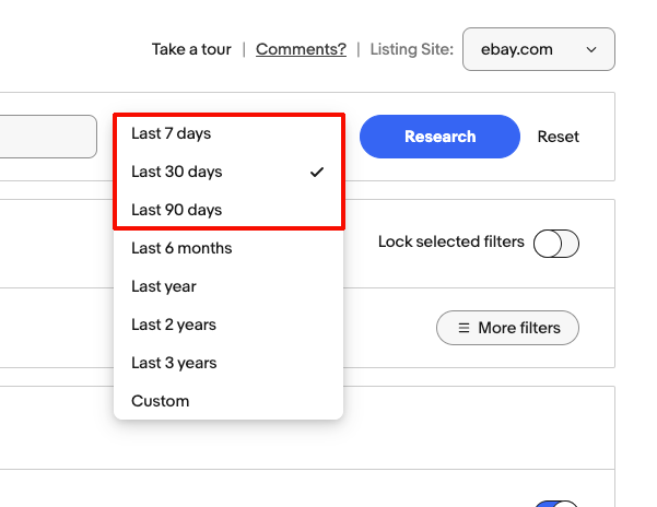 eBay輸出リサーチで検索結果を指定する方法